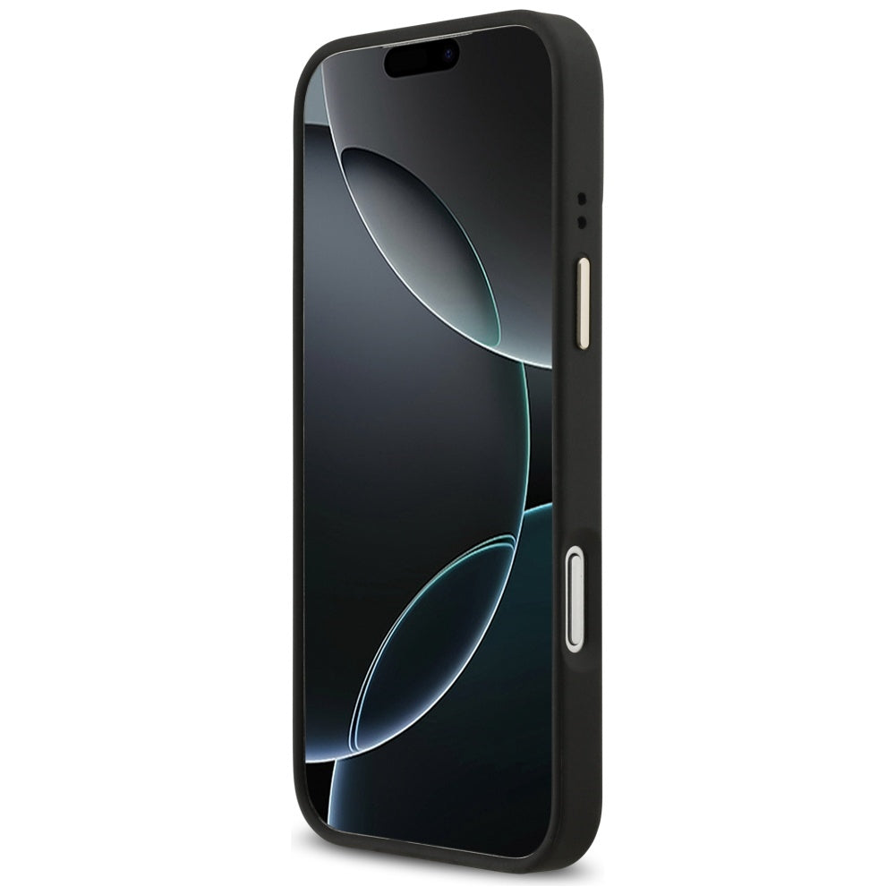 MagSafe Hülle für Apple iPhone 17 Pro Max, Guess, 4G Strass Logo mit großem Band, Schwarz