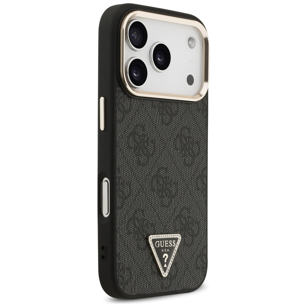 MagSafe Hülle für Apple iPhone 17 Pro Max, Guess, 4G Triangle Diamond Logo, Schwarz