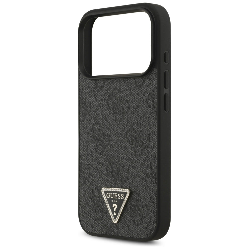 MagSafe Hülle für Apple iPhone 17 Pro Max, Guess, 4G Triangle Strass, Schwarz