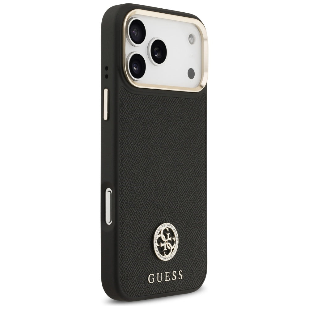 MagSafe Hülle für Apple iPhone 17 Pro Max, Guess, Grained Strass Logo, Schwarz