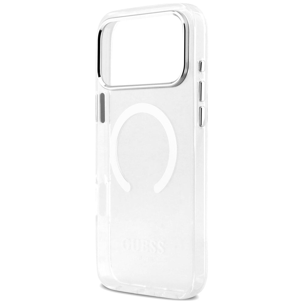 MagSafe Case for Apple iPhone 17 Pro Max, Guess, Metal Outline, Silver