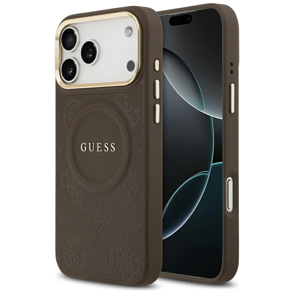 MagSafe Hülle für Apple iPhone 17 Pro Max, Guess, Peony Hot Stamp, Braun