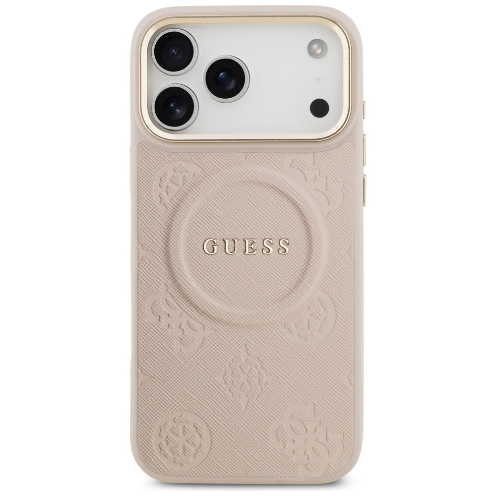 MagSafe Hülle für Apple iPhone 17 Pro Max, Guess, Peony Hot Stamp, Rosa