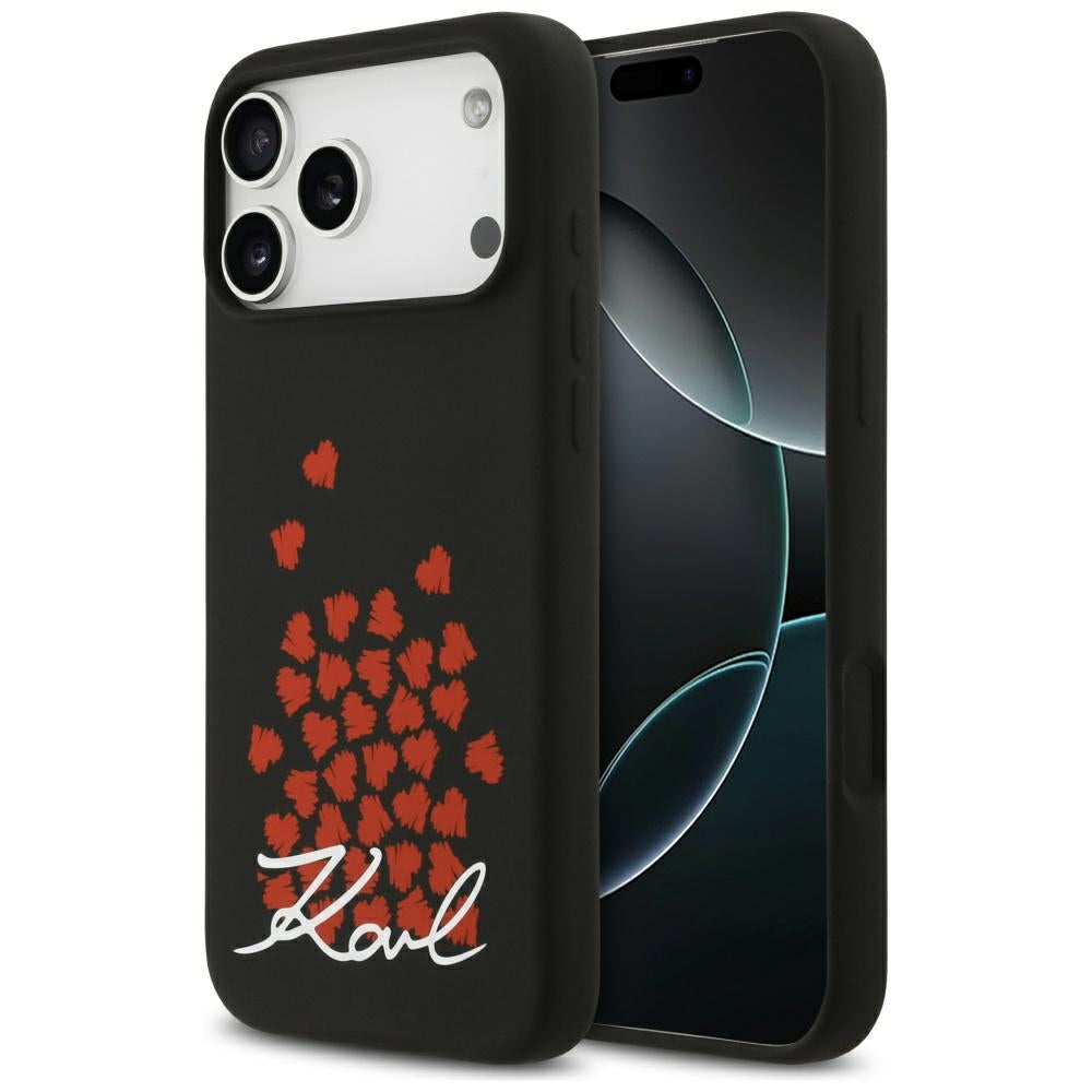 MagSafe Hülle für Apple iPhone 17 Pro Max, Karl Lagerfeld, Heart Sign Logo, Schwarz