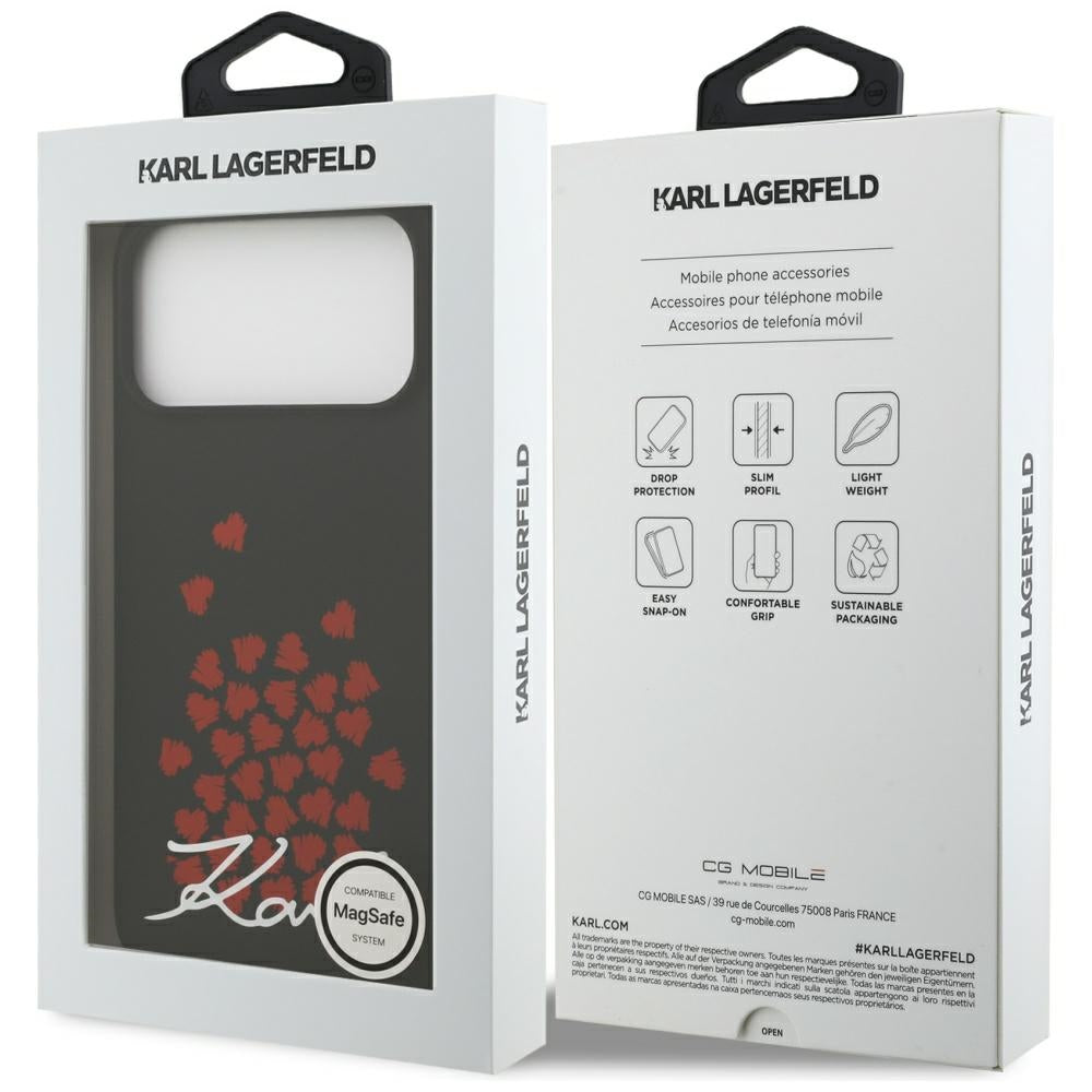 MagSafe Hülle für Apple iPhone 17 Pro Max, Karl Lagerfeld, Heart Sign Logo, Schwarz