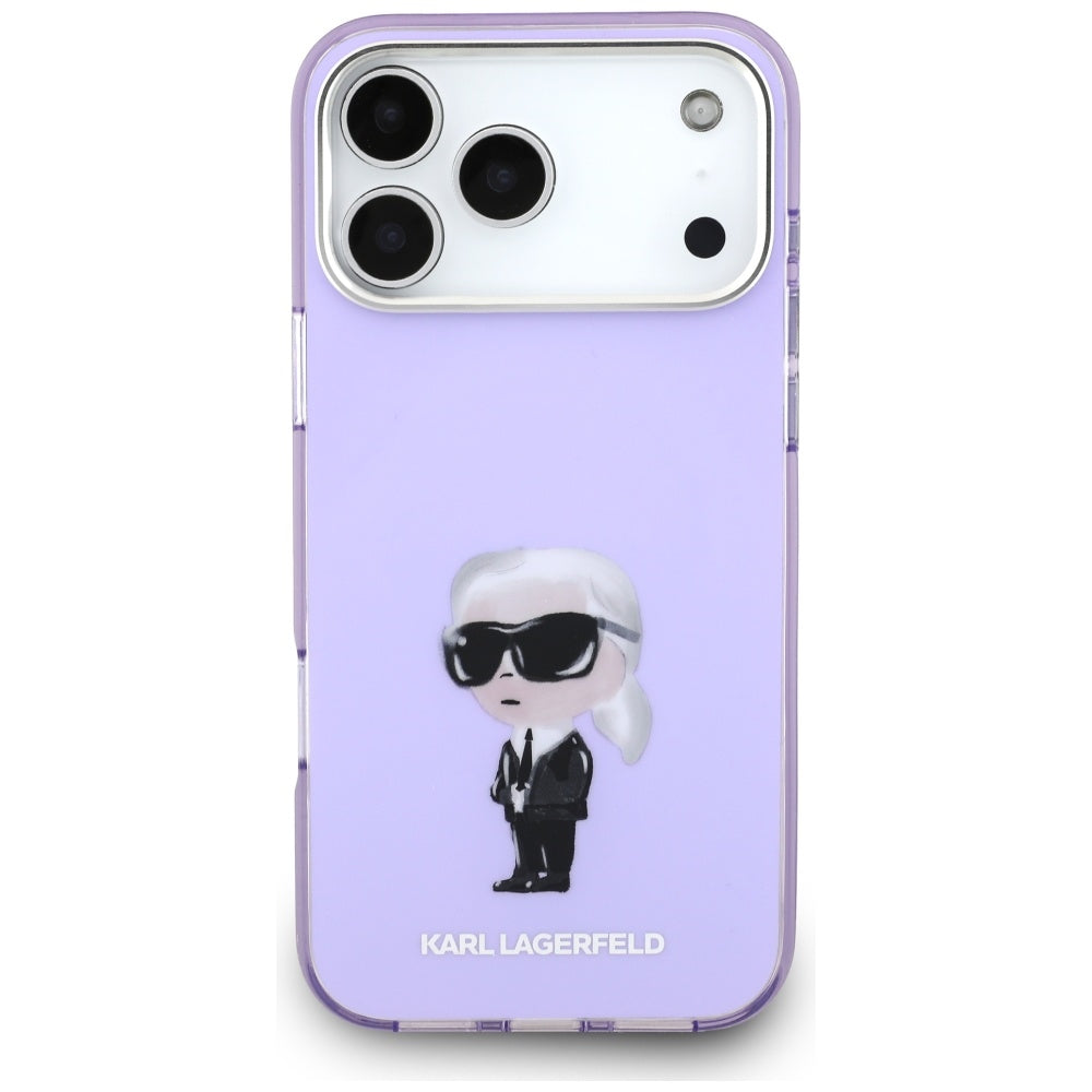 MagSafe Hülle für Apple iPhone 17 Pro Max, Karl Lagerfeld, IML Aquarelle Logo Karl, Lila