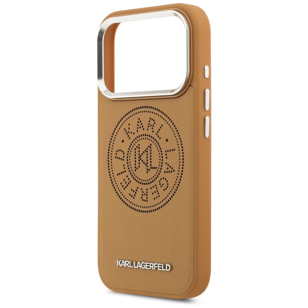 MagSafe Case for Apple iPhone 17 Pro Max, Karl Lagerfeld, Point & Metal Logo, Brown