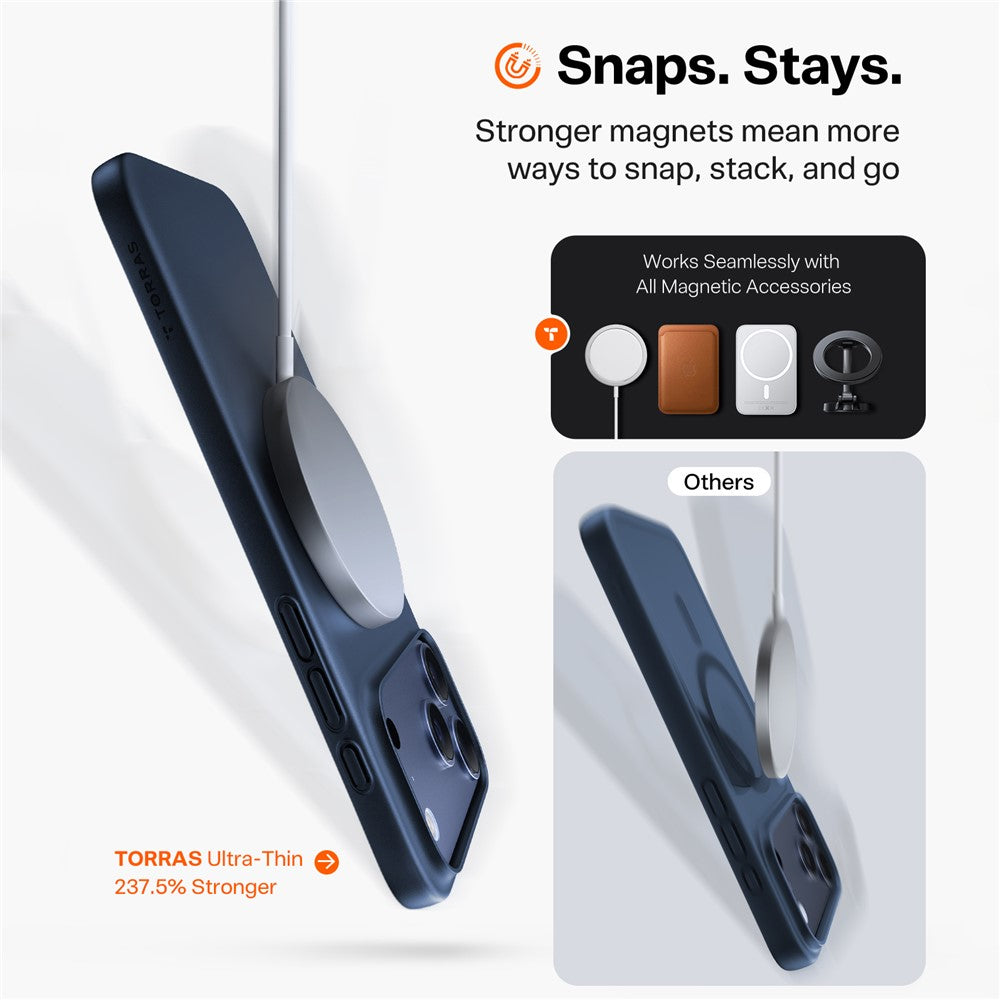 MagSafe Hülle für Apple iPhone 17 Pro Max, Torras, SlimFit, Marineblau