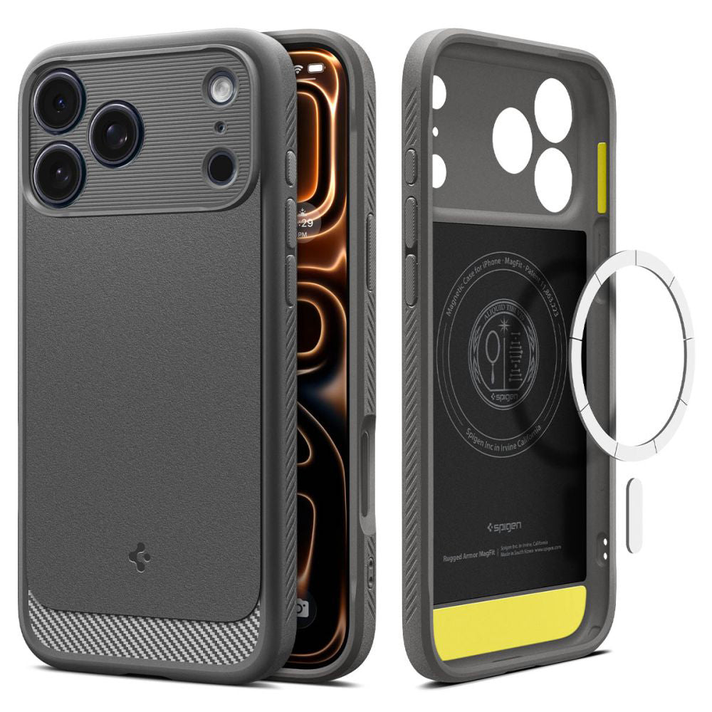 MagSafe Hülle für Apple iPhone 17 Pro, Spigen, Rugged Armor, Grau ACS10330