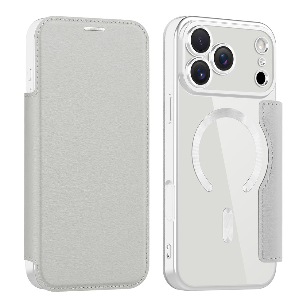 MagSafe Case for Apple iPhone 17 Pro, Techsuit, SmartMag Book, Gray