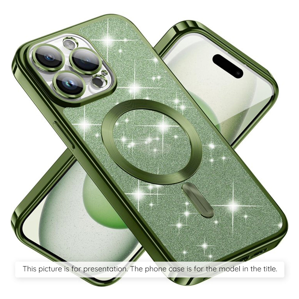 MagSafe Case for Apple iPhone 17, Techsuit, Luxury Glitter, Dark Green