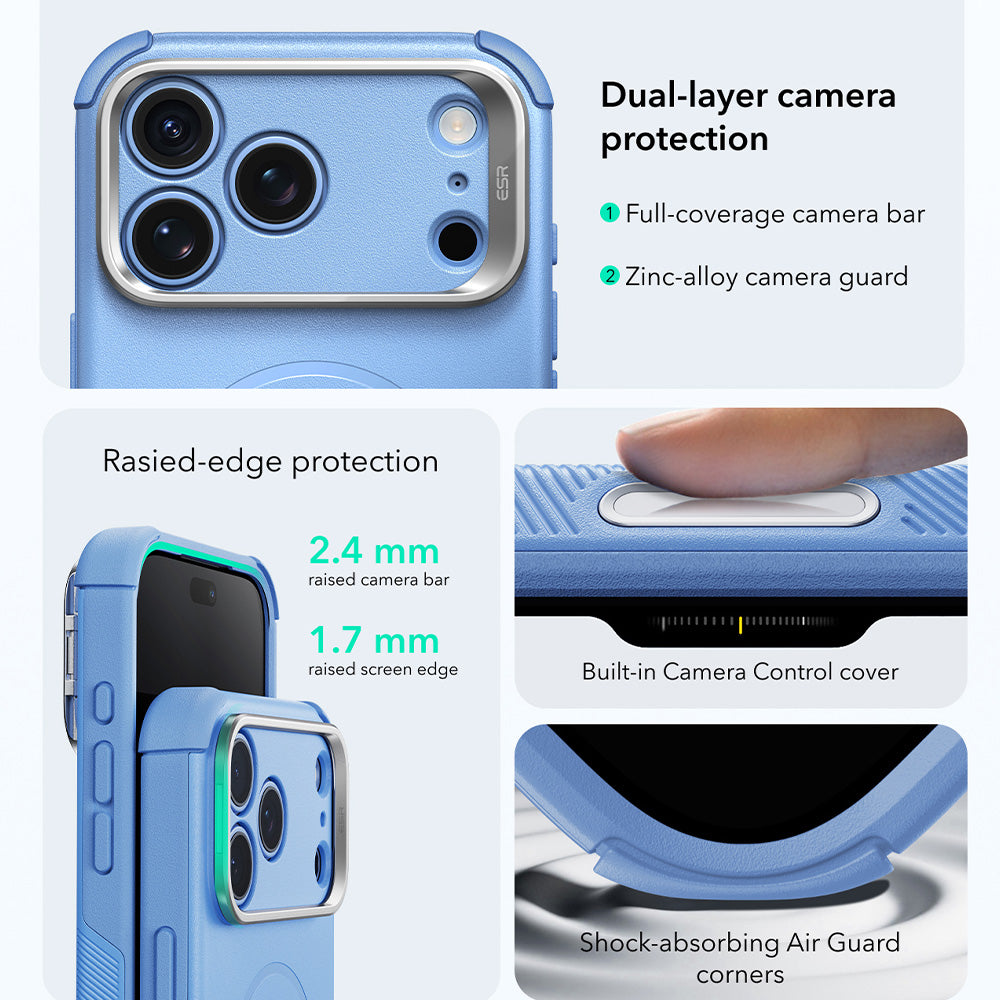 MagSafe-Hülle für Apple iPhone 18 Pro / 17 Pro, ESR, Cyber Armor Kickstand, Blau