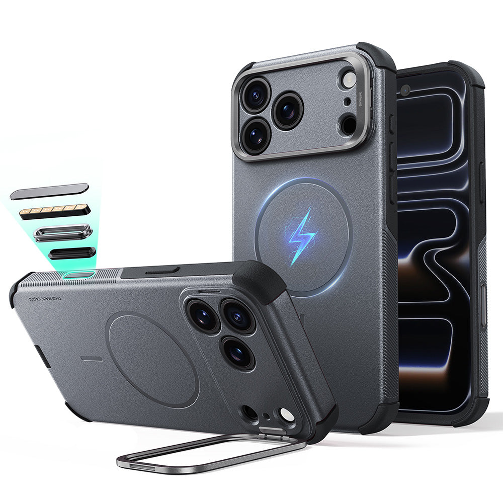 MagSafe-Hülle für Apple iPhone 18 Pro / 17 Pro, ESR, Cyber Armor Kickstand, Grau