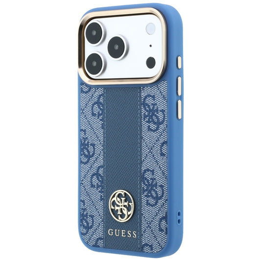 MagSafe-Hülle für Apple iPhone 18 Pro / 17 Pro, Guess, 4G Stripe Round Classic Logo, Blau