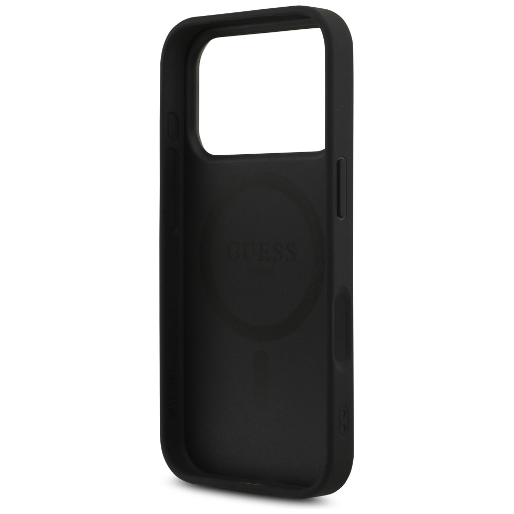 MagSafe-Hülle für Apple iPhone 18 Pro / 17 Pro, Guess, 4G Triangle Strass, Schwarz