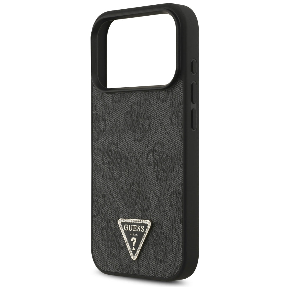 MagSafe-Hülle für Apple iPhone 18 Pro / 17 Pro, Guess, 4G Triangle Strass, Schwarz