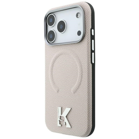 MagSafe-Hülle für Apple iPhone 18 Pro / 17 Pro, Karl Lagerfeld, geprägter Ring mit Körnung, Beige