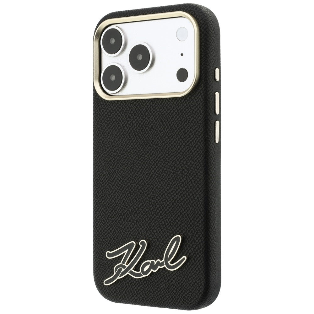 MagSafe-Hülle für Apple iPhone 18 Pro / 17 Pro, Karl Lagerfeld, geprägtes Harz-Signatur-Logo, Schwarz
