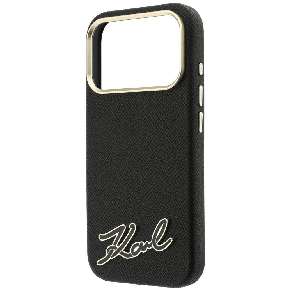 MagSafe-Hülle für Apple iPhone 18 Pro / 17 Pro, Karl Lagerfeld, geprägtes Harz-Signatur-Logo, Schwarz