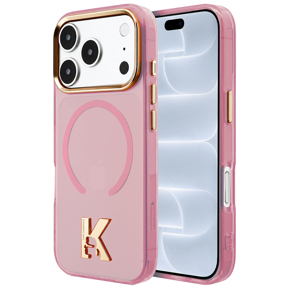MagSafe-Hülle für Apple iPhone 18 Pro / 17 Pro, Karl Lagerfeld, IML Karl Head Logo, Rosa
