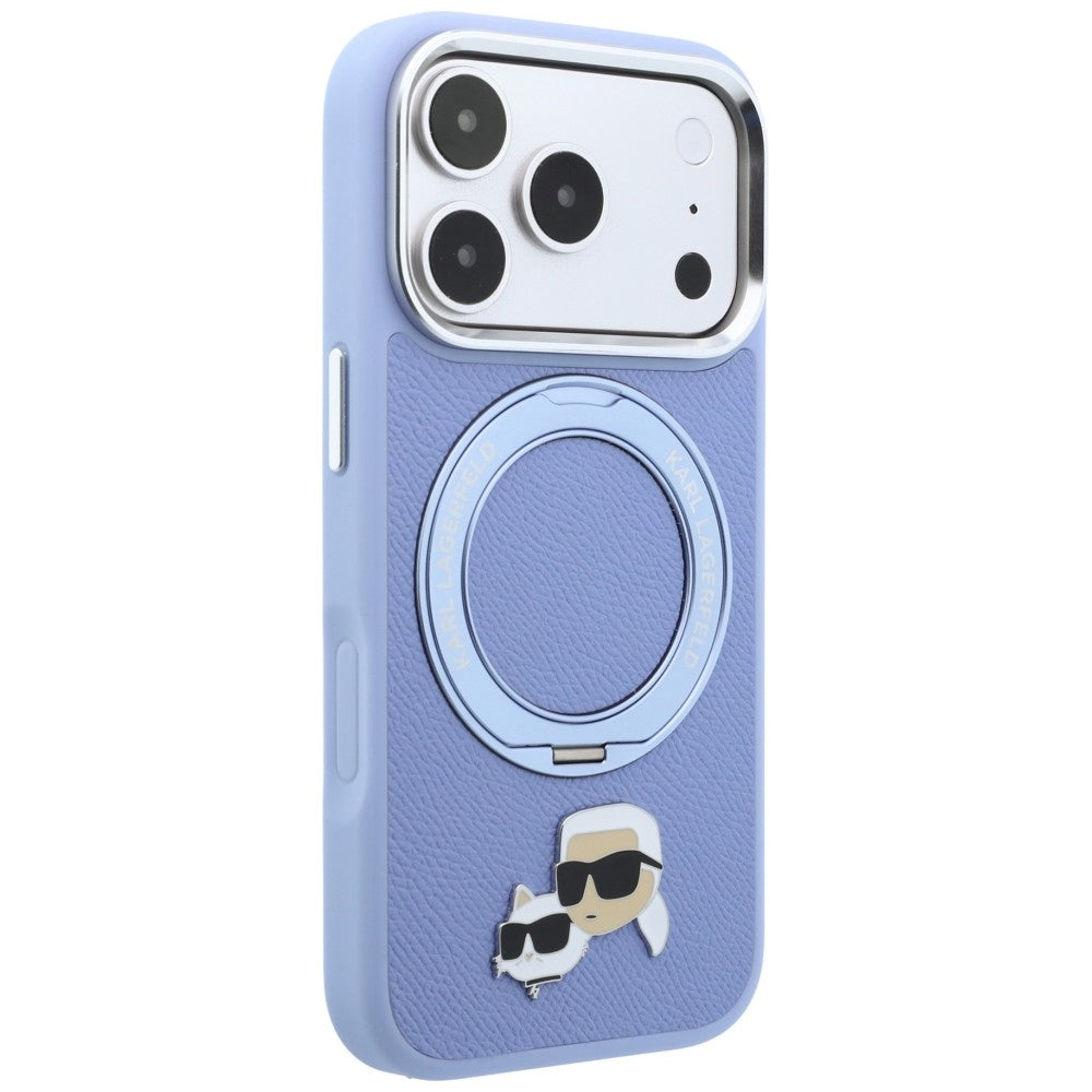 MagSafe-Hülle für Apple iPhone 18 Pro / 17 Pro, Karl Lagerfeld, Ring Stand 360 Karl & Choupette Pin, Blau