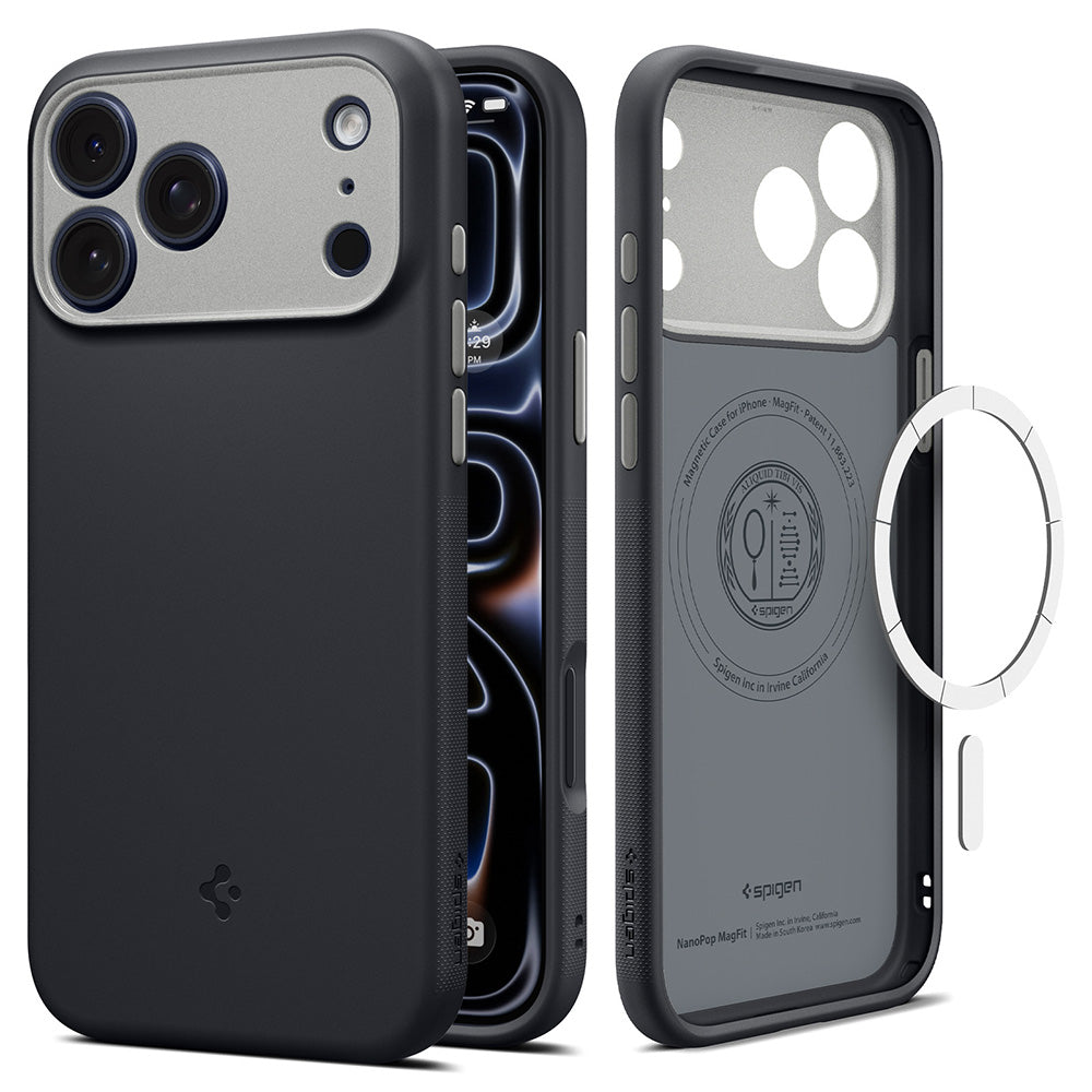 MagSafe-Hülle für Apple iPhone 18 Pro / 17 Pro, Spigen, Caseology Nano Pop, Schwarz ACS12177