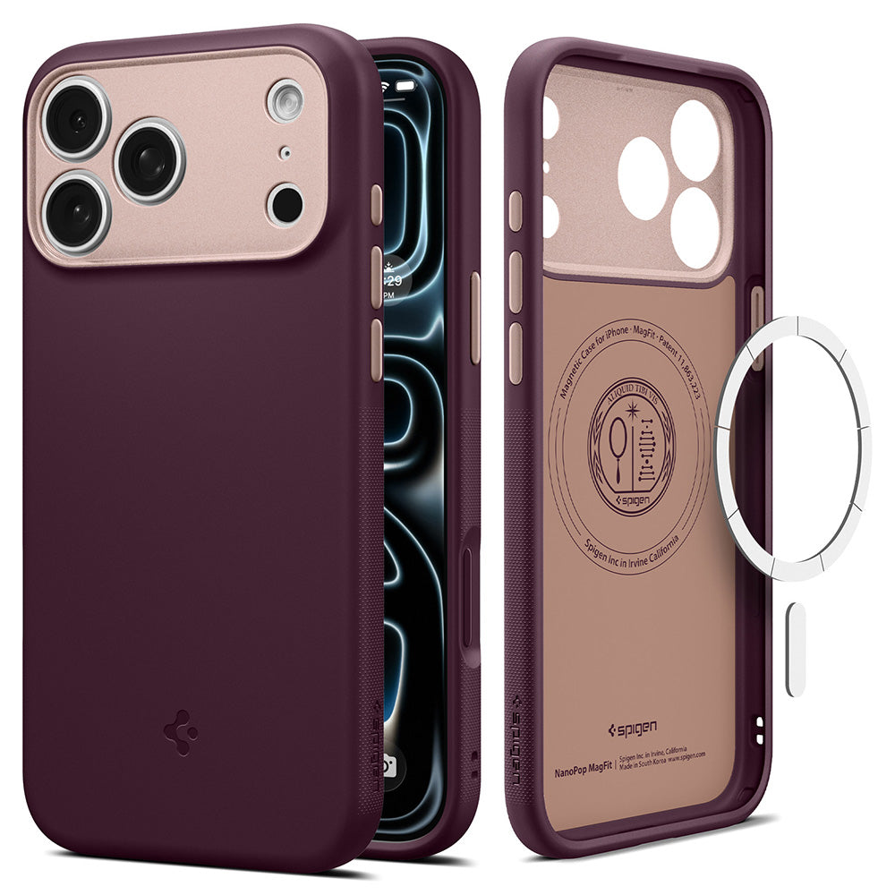 MagSafe-Hülle für Apple iPhone 18 Pro / 17 Pro, Spigen, Caseology Nano Pop, Weinrot ACS12179