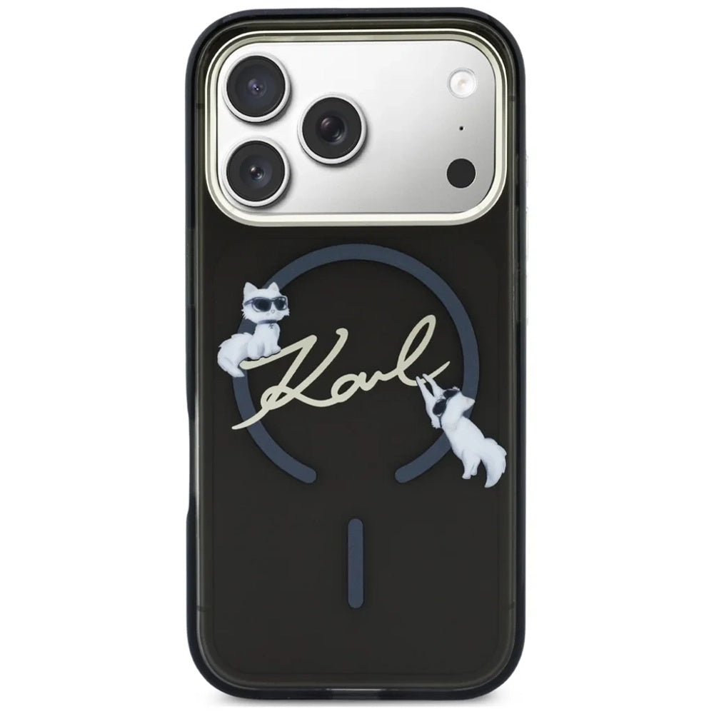 MagSafe-Hülle für Apple iPhone 18 Pro, Karl Lagerfeld, IML Choupette Karl Script Logo, Schwarz