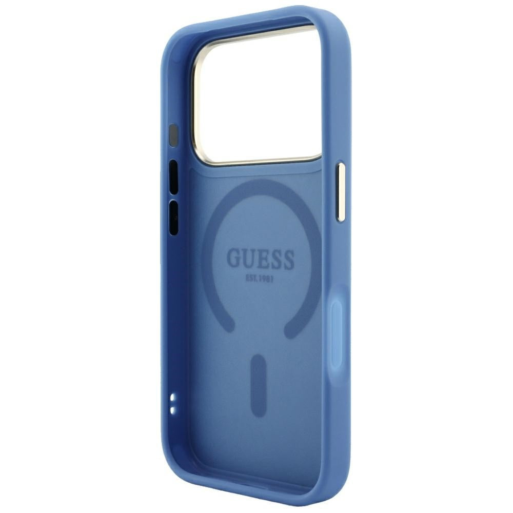 MagSafe-Hülle für Apple iPhone 18 Pro Max / 17 Pro Max, Guess, 4G Embossed Classic, Blau