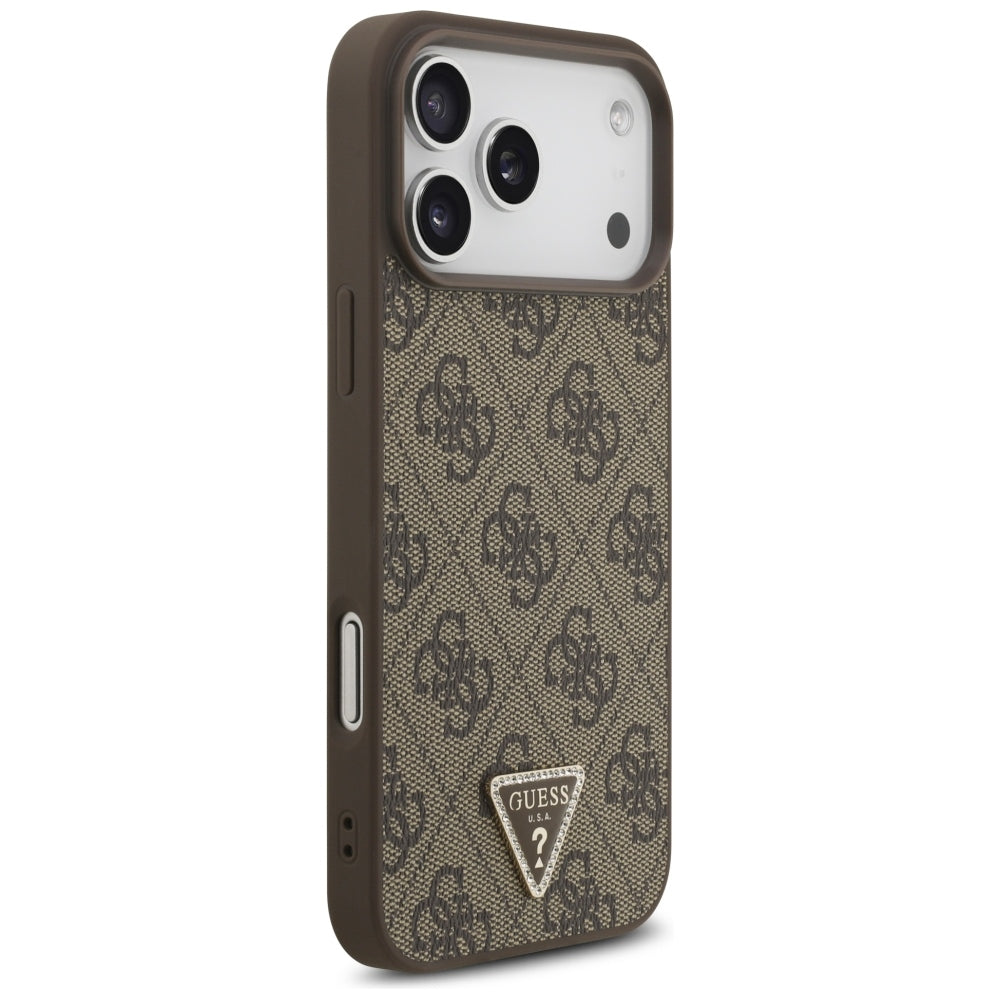 MagSafe-Hülle für Apple iPhone 18 Pro Max / 17 Pro Max, Guess, 4G Triangle Strass, Braun