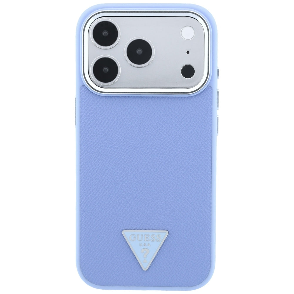 MagSafe-Hülle für Apple iPhone 18 Pro Max / 17 Pro Max, Guess, Geprägtes Dreieck-Logo, Blau