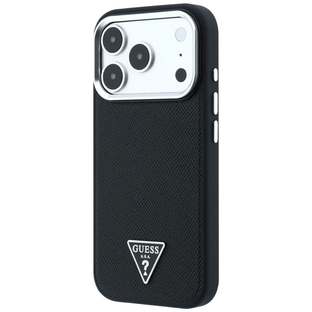 MagSafe-Hülle für Apple iPhone 18 Pro Max / 17 Pro Max, Guess, geprägtes Dreieck-Logo, Schwarz