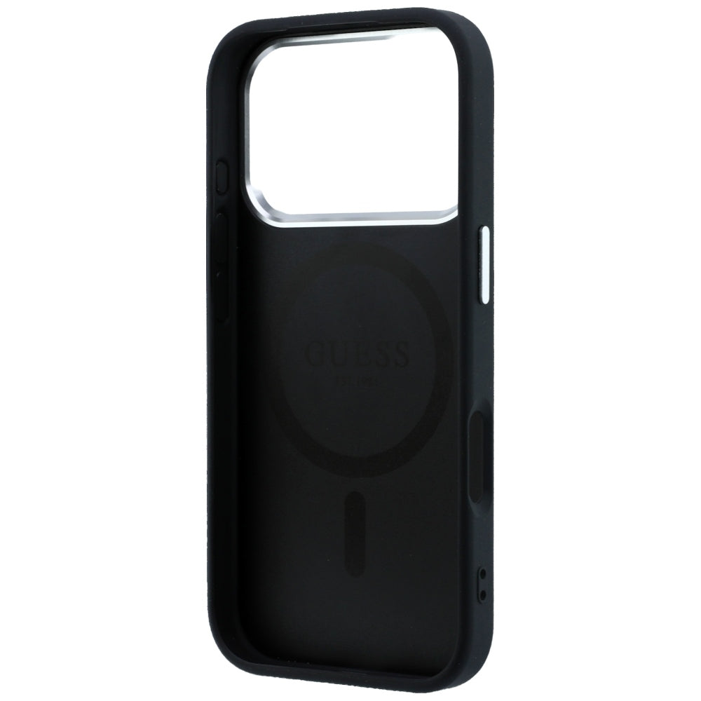MagSafe-Hülle für Apple iPhone 18 Pro Max / 17 Pro Max, Guess, geprägtes Dreieck-Logo, Schwarz