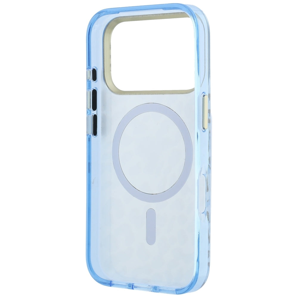 MagSafe-Hülle für Apple iPhone 18 Pro Max / 17 Pro Max, Guess, Leopard Glitter Dreieck-Logo, Blau