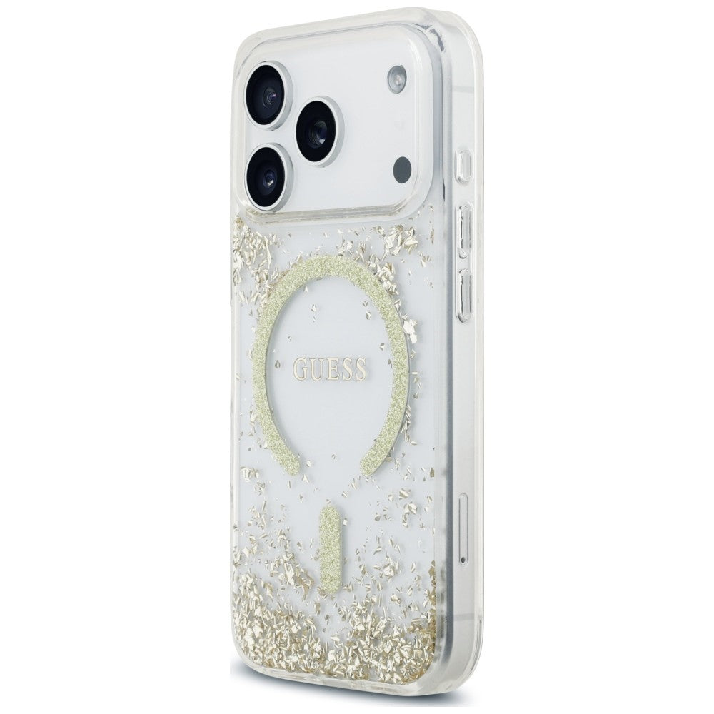 MagSafe-Hülle für Apple iPhone 18 Pro Max / 17 Pro Max, Guess, Resin Bottom Glitter, Gold