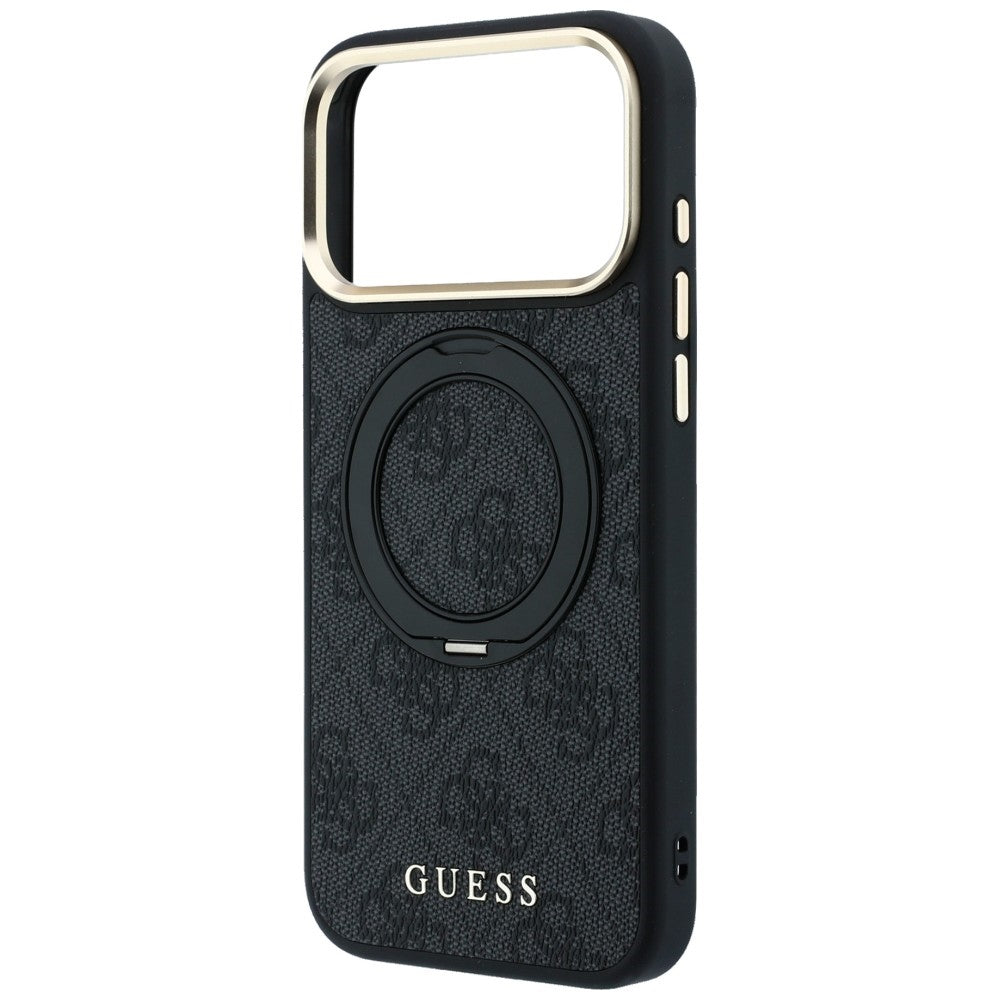 MagSafe-Hülle für Apple iPhone 18 Pro Max / 17 Pro Max, Guess, Ring Stand Classic Logo, Schwarz