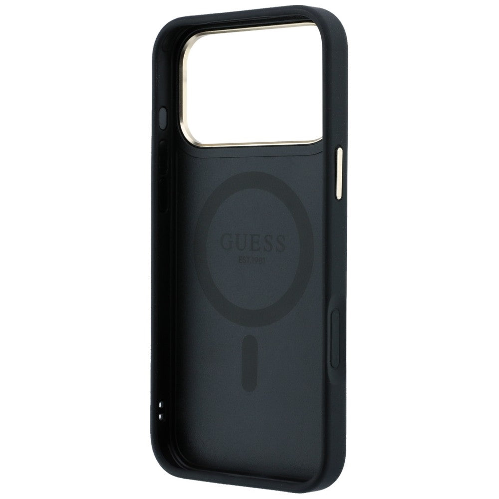MagSafe-Hülle für Apple iPhone 18 Pro Max / 17 Pro Max, Guess, Ring Stand Classic Logo, Schwarz