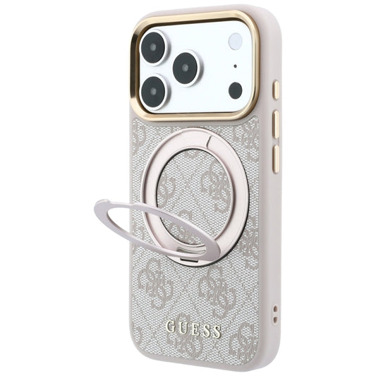 MagSafe-Hülle für Apple iPhone 18 Pro Max / 17 Pro Max, Guess, Ring Stand Classic Logo, Rosa