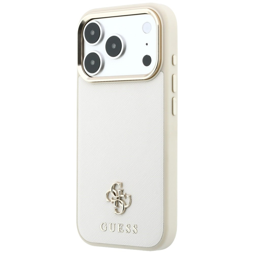 MagSafe-Hülle für Apple iPhone 18 Pro Max / 17 Pro Max, Guess, Saffiano Small 4G Classic, Beige