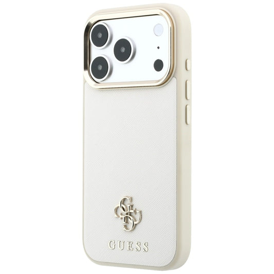 MagSafe-Hülle für Apple iPhone 18 Pro Max / 17 Pro Max, Guess, Saffiano Small 4G Classic, Beige