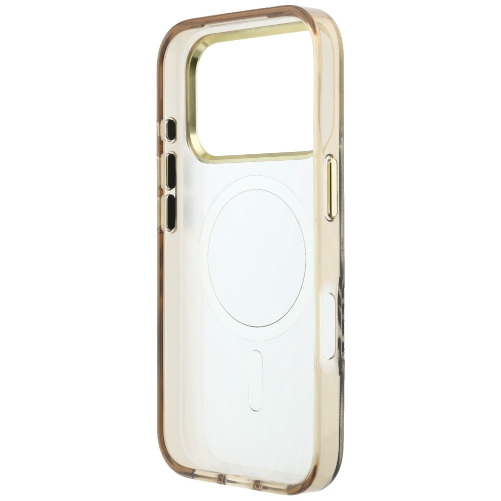 MagSafe-Hülle für Apple iPhone 18 Pro Max / 17 Pro Max, Guess, Zebra Glitter Dreieck Logo, Gold