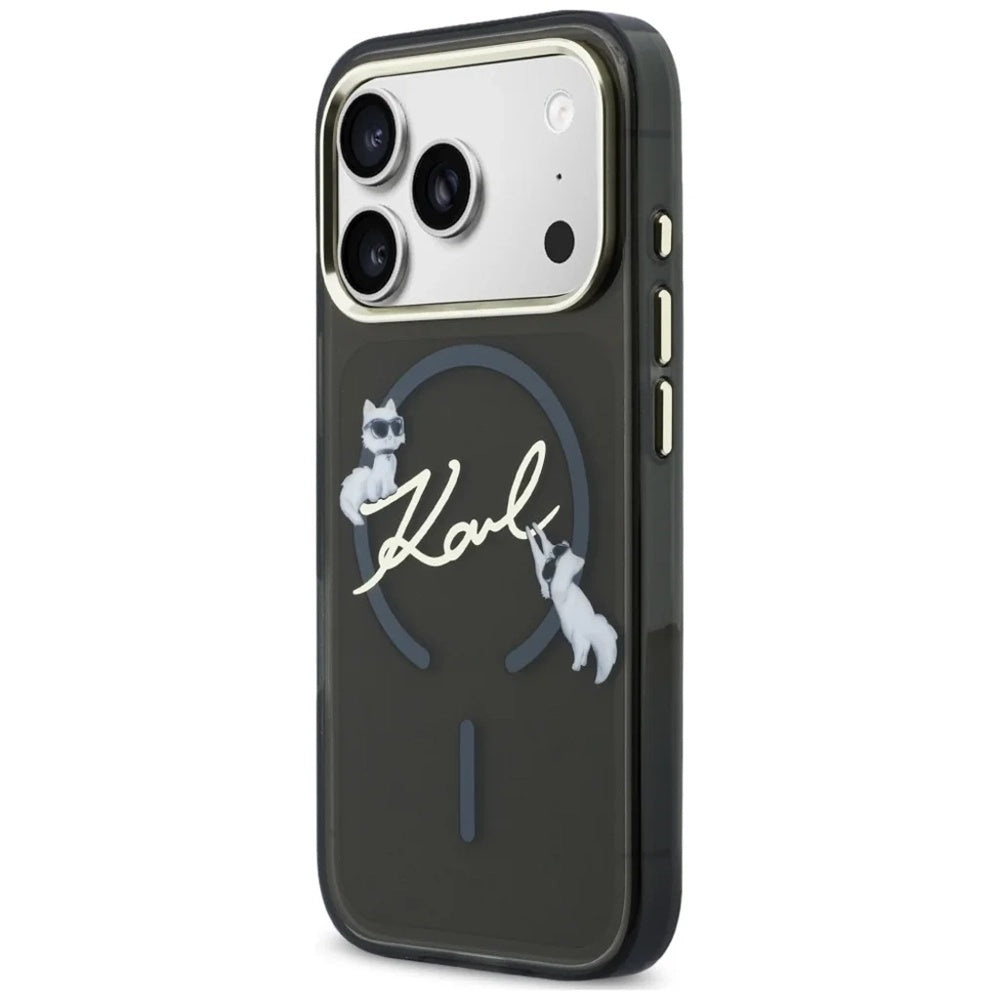 MagSafe-Hülle für Apple iPhone 18 Pro Max / 17 Pro Max, Karl Lagerfeld, IML Choupette Karl Script Logo, Schwarz