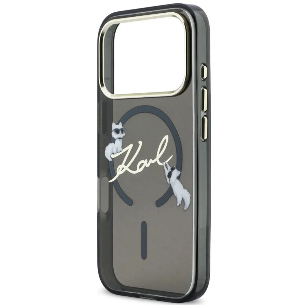 MagSafe-Hülle für Apple iPhone 18 Pro Max / 17 Pro Max, Karl Lagerfeld, IML Choupette Karl Script Logo, Schwarz