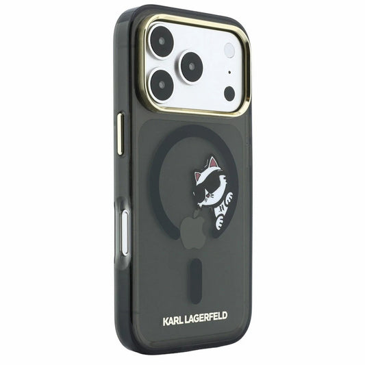 MagSafe-Hülle für Apple iPhone 18 Pro Max / 17 Pro Max, Karl Lagerfeld, IML Peekaboo Print und Metallrahmen, Schwarz