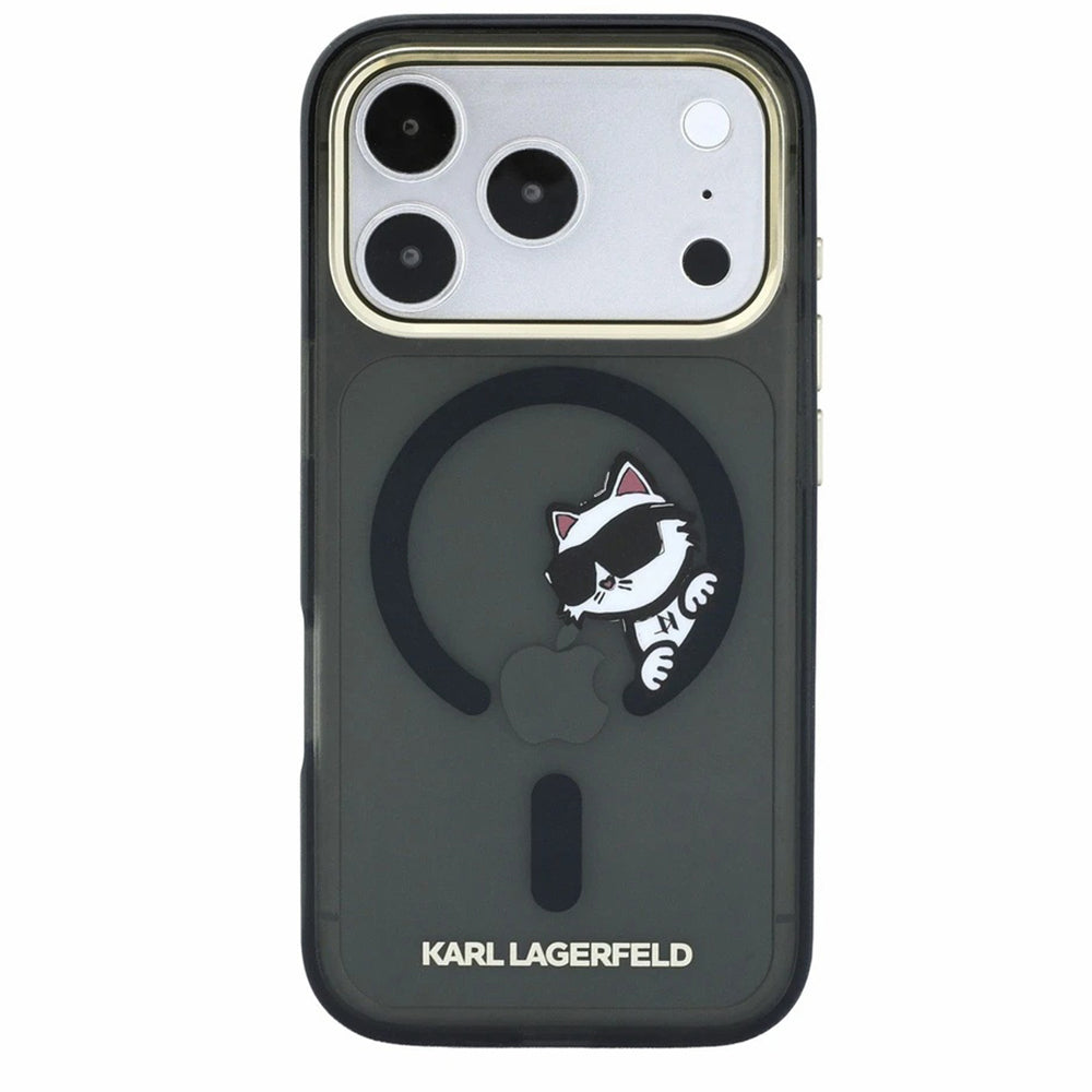 MagSafe-Hülle für Apple iPhone 18 Pro Max / 17 Pro Max, Karl Lagerfeld, IML Peekaboo Print und Metallrahmen, Schwarz