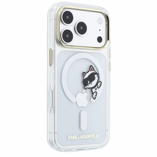 MagSafe-Hülle für Apple iPhone 18 Pro Max / 17 Pro Max, Karl Lagerfeld, IML Peekaboo Print und Metallrahmen, Transparent