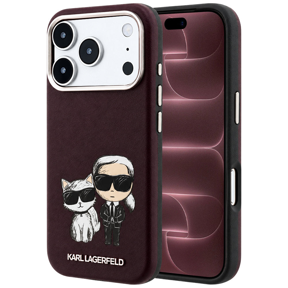 MagSafe-Hülle für Apple iPhone 18 Pro Max / 17 Pro Max, Karl Lagerfeld, KC Bodies Sketch, Weinrot