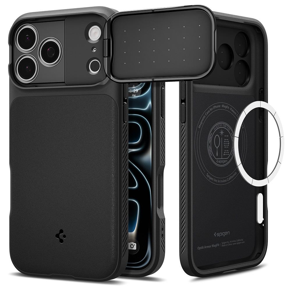 MagSafe-Hülle für Apple iPhone 18 Pro Max / 17 Pro Max, Spigen, Optik Armor, Schwarz ACS09900