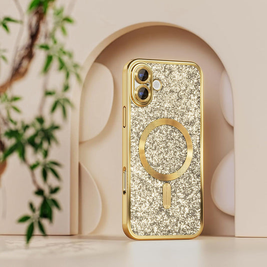 MagSafe Case for Apple iPhone 18 Pro Max / 17 Pro Max, Techsuit, Luxury Glitter, Dark Burgundy