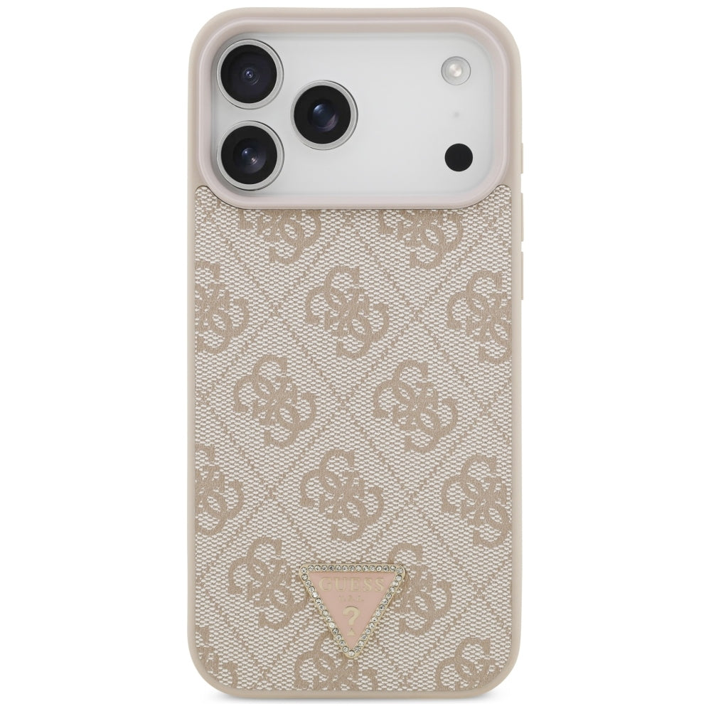 MagSafe-Hülle für Apple iPhone 18 Pro Max, Guess, 4G Triangle Strass, Rosa